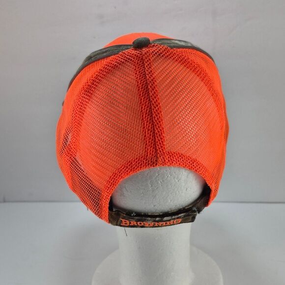 Browning Hunter Orange Realtree Camo Meshback Trucker Hat Cap Buckmark Logo..... - Picture 6 of 8